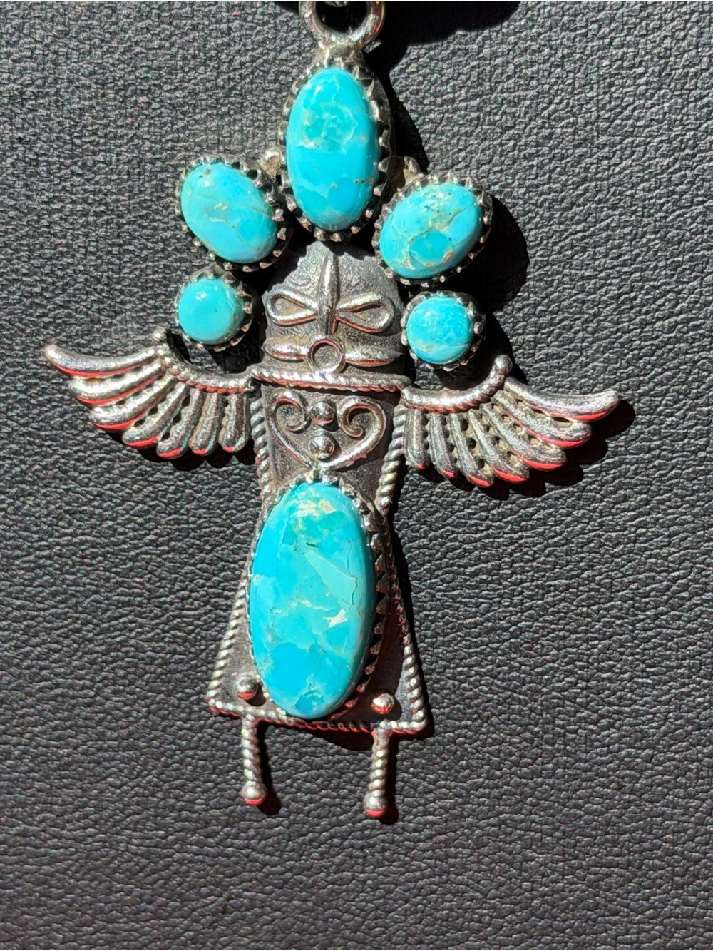 Turquoise Hopi Kachina Pendant Necklace 925